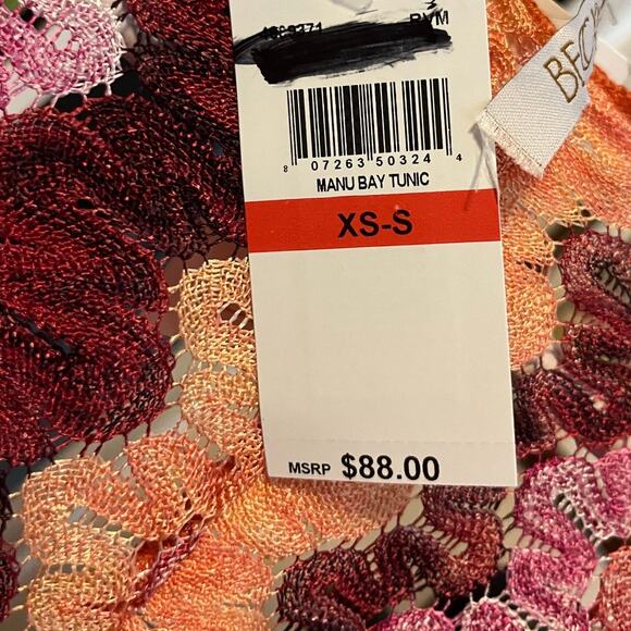 Becca Swim Manu Bay Tunic Cover-Up Size XS-S Pink Orange Retail $88 - Picture 4 of 5